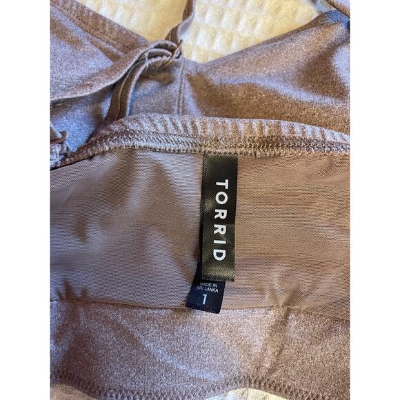 Torrid Sports Bra Brown Cross Front Detail & Adjustable Spaghetti Straps 1 (1X) - Picture 7 of 9